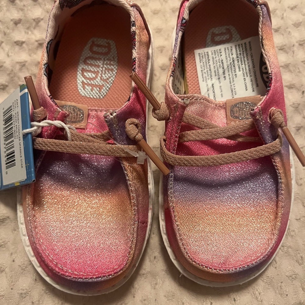 Hey Dude Pink and Purple Kids Moccasins
